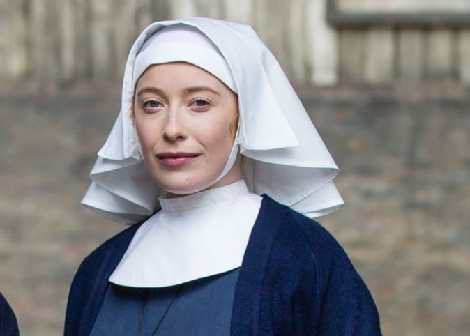 Victoria Yeates in character on 'Call The Midwife'