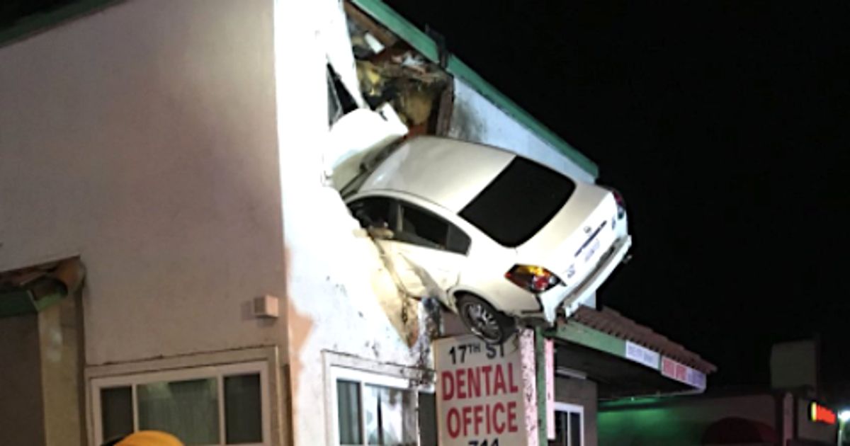 Car Flies Into Second Floor Of Building And Stays There HuffPost News