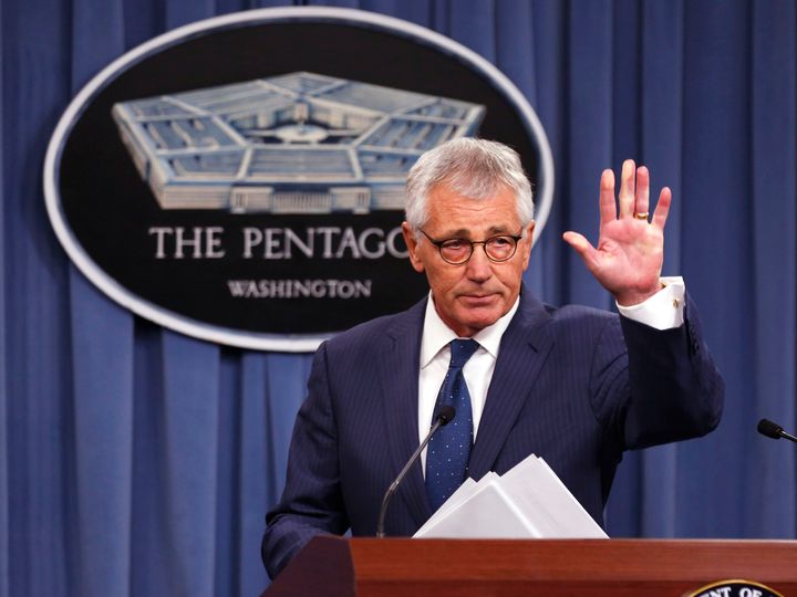 Former Secretary of Defense Chuck Hagel, pictured in January 2015, called President Donald Trump "an embarrassment" in a recent interview.