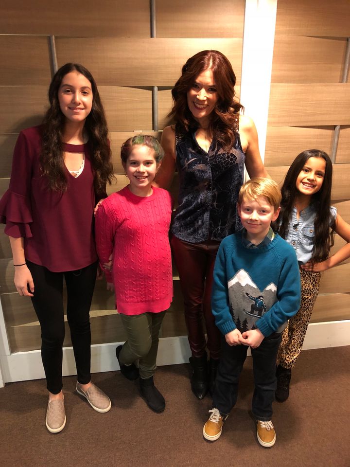 Viewer testers behind-the-scenes! Left to right: Emma, Tara, Tara’s brother Owen and Jazzy.