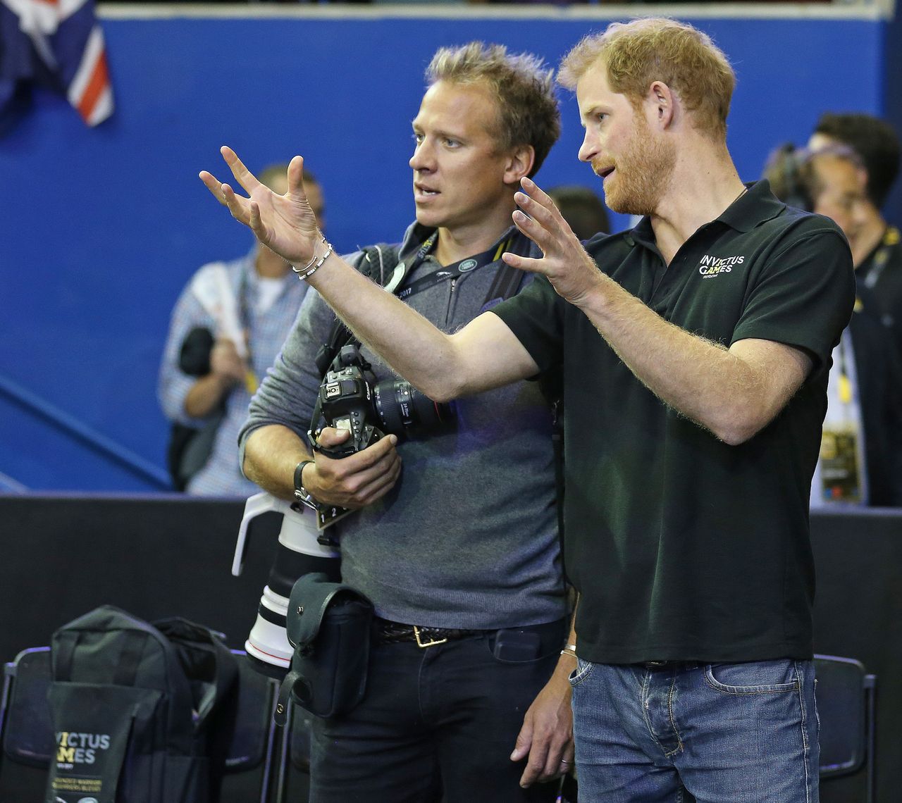Chris Jackson (left) speaks with Prince Harry at the Invictus Games in Toronto, September 2017