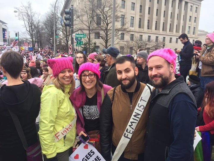 Askaryar participates in the Women's March in 2017.