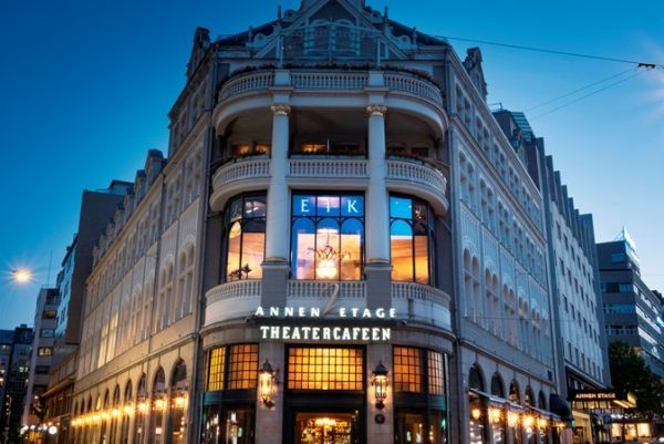 Exterior entrance to Theatercaféen at the Hotel Continental, Oslo.