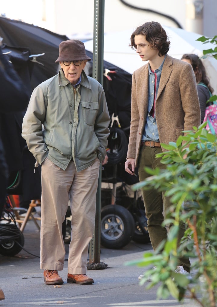 Allen and Timothée on set in October 2017