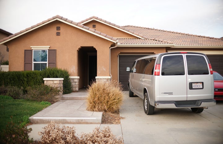 The couple was arrested after police on Sunday said they found the children shackled to beds inside this Perris, California, home.