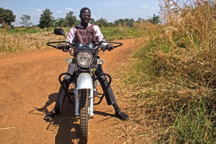 Johnson is a field nurse who visits children with nodding syndrome at their homes throughout the region. He travels on his motorbike with a backpack full of medicine.