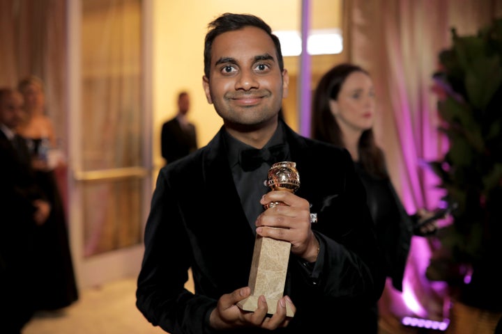 Aziz Ansari, posing with a Golden Globe he won on Jan. 7, said he believed the sexual encounter last year with a woman now ac