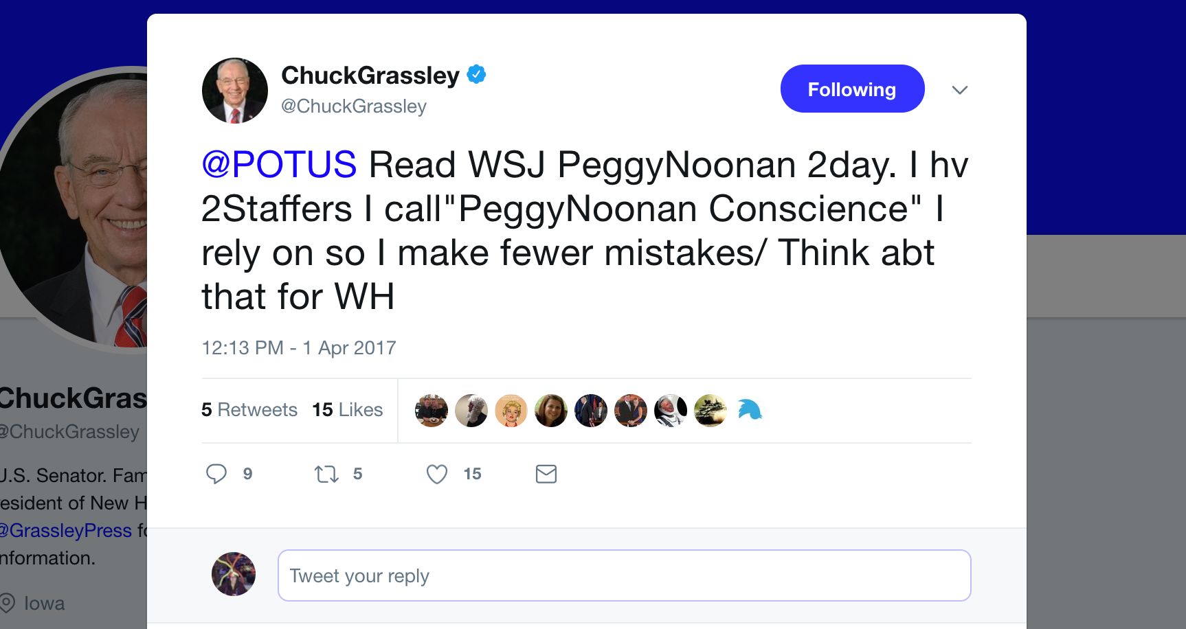 Chuck Grassley’s Yearlong, One-Sided Twitter Conversation With ...