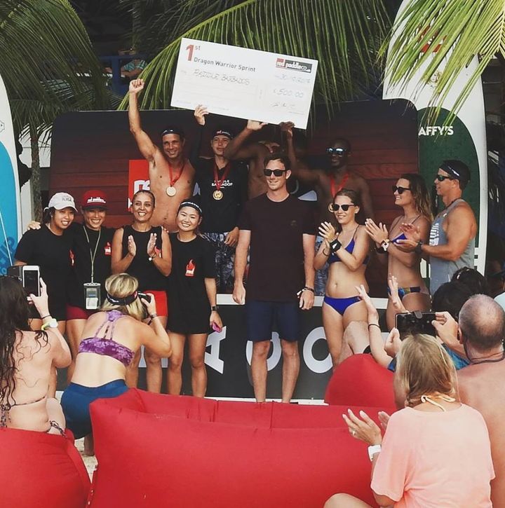 Prize Giving: Top 3 Teams for Warrior Sprint - 1st:Team Barbados, 2nd: Fireballs, 3rd: Red SUP Ladies