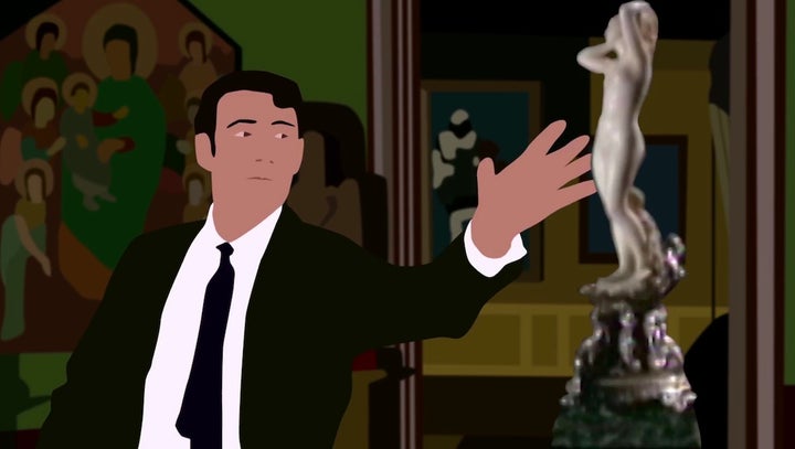 <p>Still from <em>The Crime of Art</em>, Kota Ezawa. 2017. Single-channel video, color, sound. Courtesy the artist and Christopher Grimes Gallery.</p>