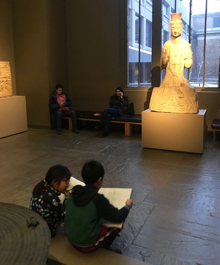 Children sketching at the MFA