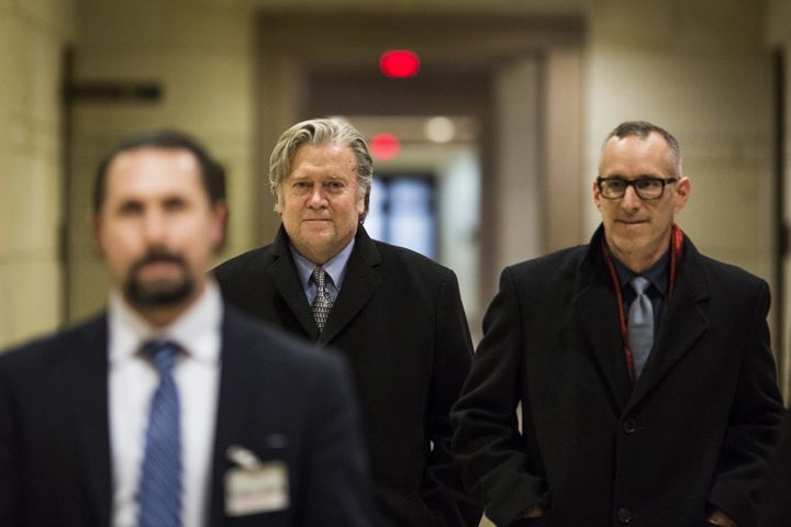 Steve Bannon declined to answer questions about his time in the White House and refused to abide by a subpoena issued by the House Intelligence Committee on Tuesday.