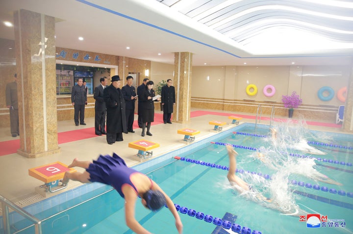 North Korean leader Kim Jong Un visits the newly-remodeled Pyongyang Teacher Training College, in this photo released by North Korea's Korean Central News Agency (KCNA) in Pyongyang on January 17, 2018.