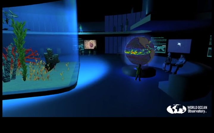 Interior of WORLD OCEAN EXPLORER, a virtual aquarium and exploration experience