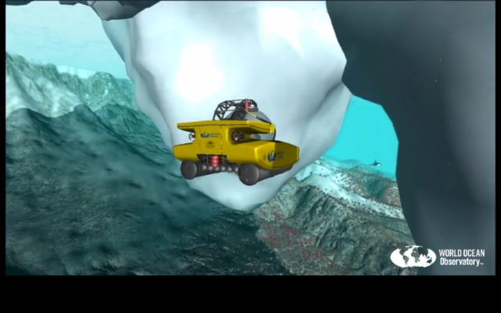 The manned submersible which will take users on dives to a polar sea, a tropical coral reef, a hydrothermal vent, an environmental disaster site, or a submerged cultural artifact. Users can maneuver to observe, to collect samples and data, and export findings for the classroom.