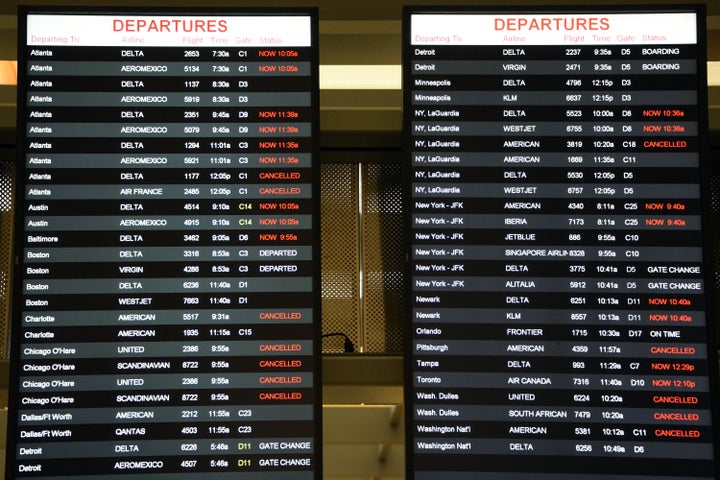 Multiple flights have been canceled or delayed at the Raleigh-Durham International Airport because of bad weather.