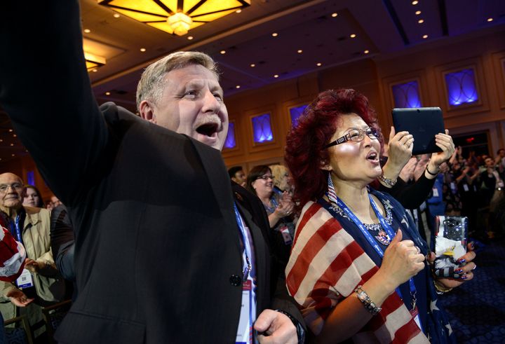 Rick Saccone attends the Conservative Political Action Conference with his wife Yong in February 2017. Democrats hope Saccone's disagreements with labor unions prove to be a weakness.