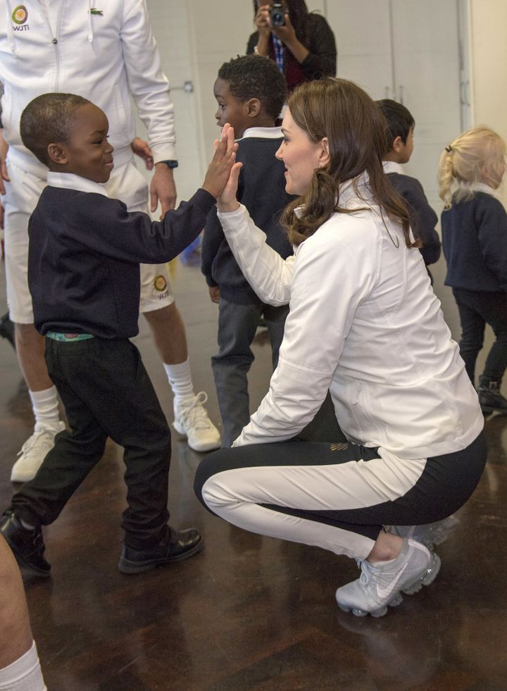 The Duchess of Cambridge visited Bond Primary School to see the world of the Wimbledon Junior Tennis Initiative in January 2017. 