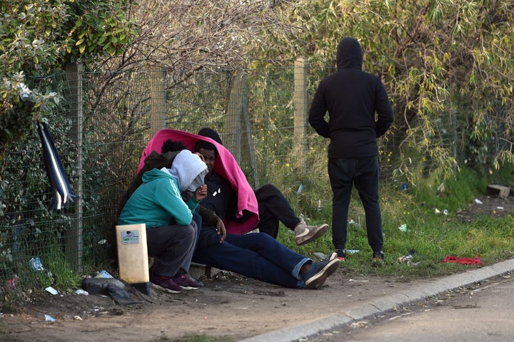 Migrants from Ethiopia in Calais in October, when a report warned that police violence against them was escalating