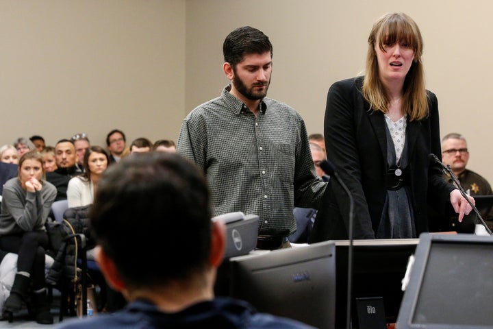Jennifer Rood Bedford, who said she reported Nassar's abuse to MSU staff, reads her victim impact statement in court on Tuesd