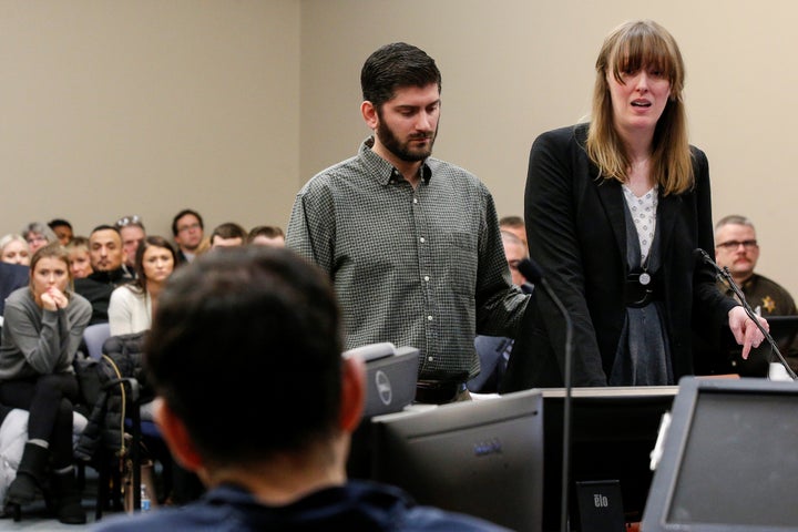 Jennifer Rood Bedford, who said she reported Nassar's abuse to MSU staff, reads her victim impact statement in court on Tuesday.