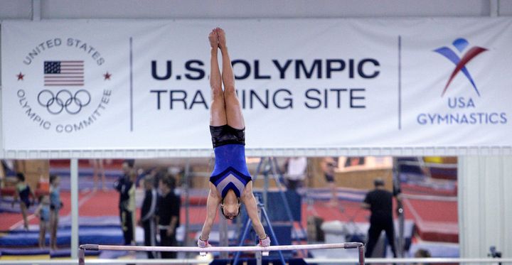 A gymnast works out at the Karolyi Ranch in Hunstville, Texas, on Jan. 26, 2011. 