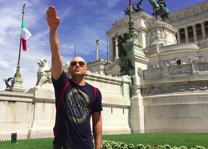 Andrew Anglin gives the Nazi salute in Rome.