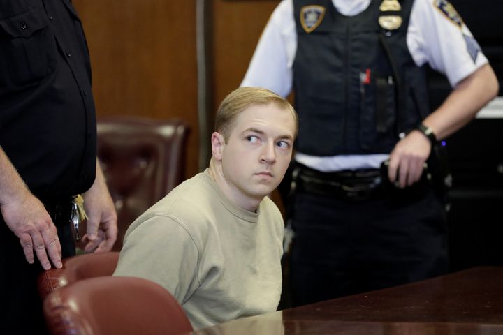 James Jackson, accused of traveling to New York City to fatally stab an African-American man in a racially motivated attack, appears in court in May 2017.