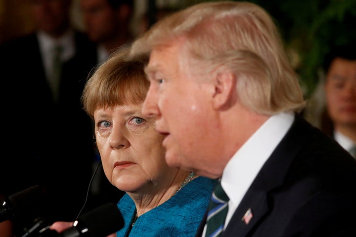 German Chancellor Angela Merkel with U.S. President Donald Trump on March 17, 2017.