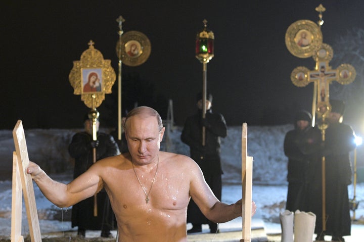 Vladimir Putin Strips For Ice Cold Dip During Religious Ceremony Huffpost