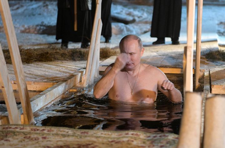 Vladimir Putin Strips For Ice Cold Dip During Religious Ceremony Huffpost