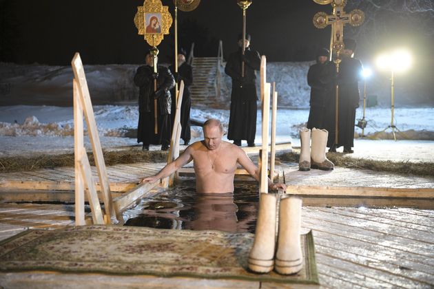 Vladimir Putin Strips For Ice Cold Dip During Religious Ceremony