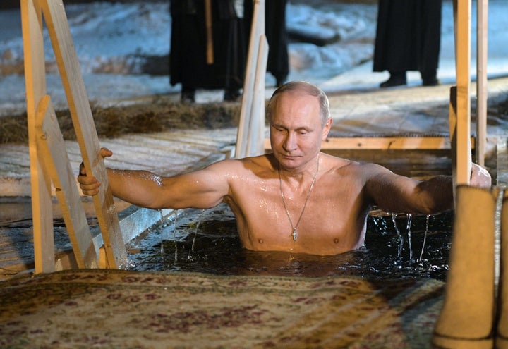 Vladimir Putin Strips For Ice Cold Dip During Religious Ceremony Huffpost