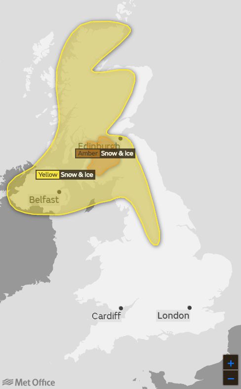 Yellow and amber weather warnings are in place on Friday 