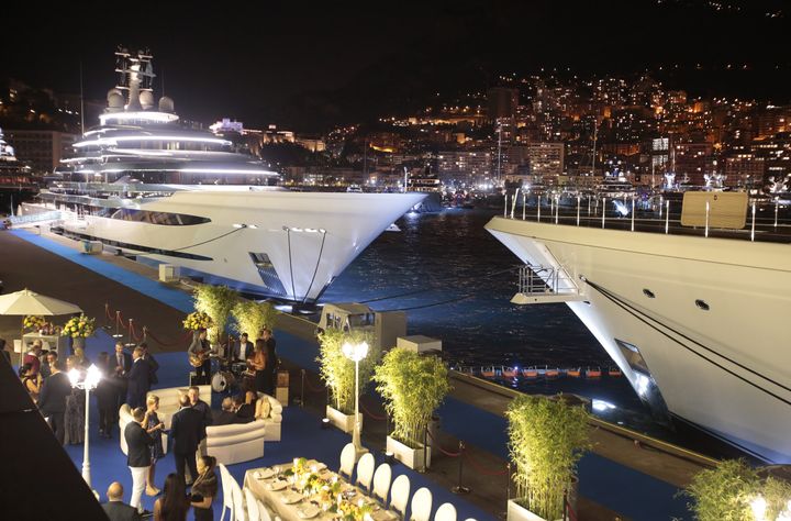 Billionaires’ fortunes grew by £585 billion last year; super-yachts at the International Monaco Yacht Show in September 2017