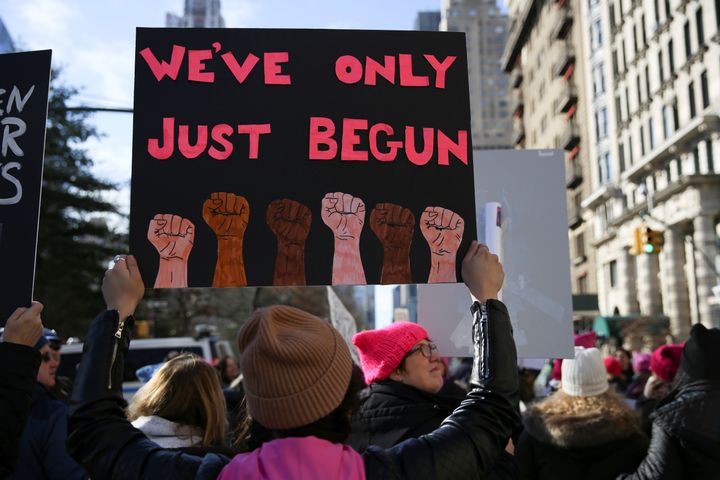 Demonstrators in Manhattan, New York City.