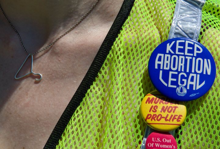A demonstrator wears her support as she joins a pro-abortion rights walk around a clinic in July 2011 in Germantown, Maryland. 