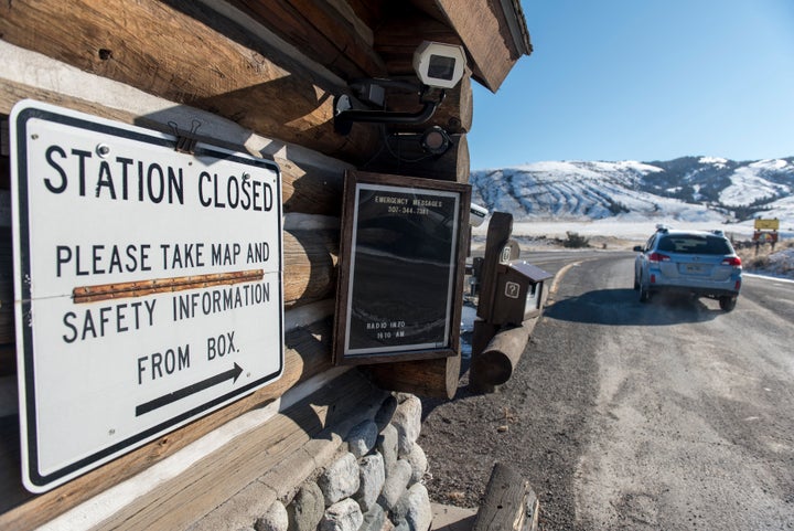 The entrance station to the north entrance to Yellowstone National Park was closed on Jan. 21 but visitors were allowed to enter the park with the understanding that there are no government services due to the government shutdown.