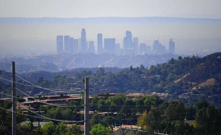 A layer of pollution hovering over Los Angeles in October.