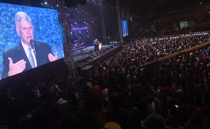 Graham speaks at a Christian evangelical gathering in Hanoi, Vietnam, on Dec. 9, 2017.