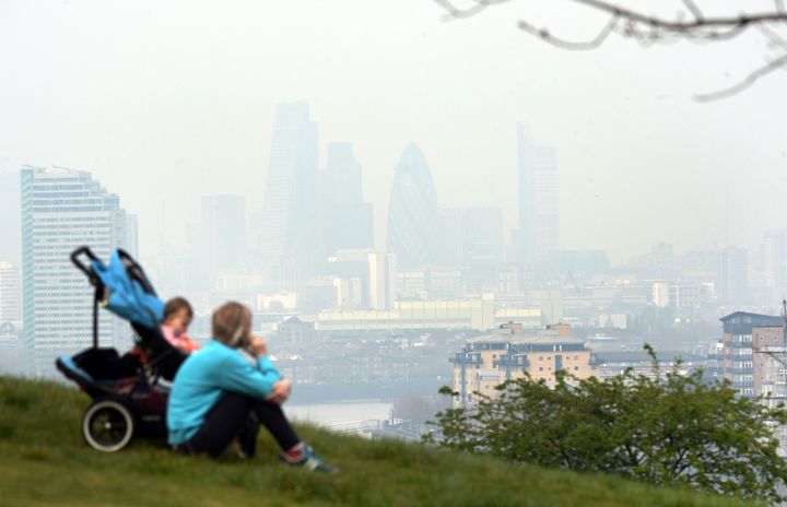 Pollution over the capital's Square Mile as seen from Greenwich