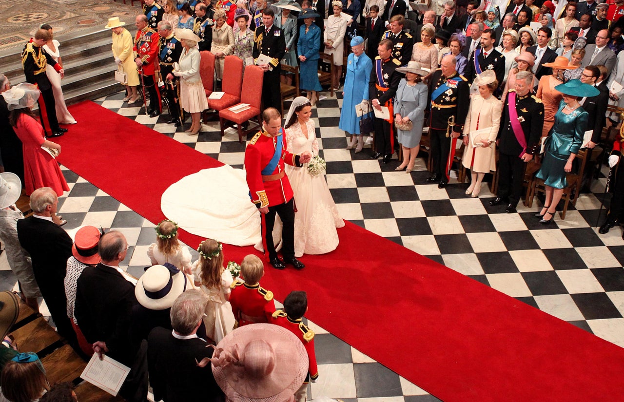 The Duke and Duchess of Cambridge leave Westminster Abbey after their wedding ceremony in 2011 