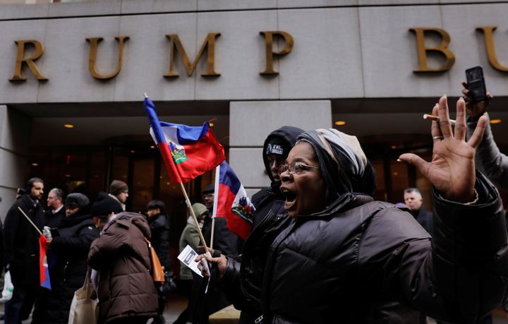 Haitian Americans demonstrated outside of Trump Tower after the president reportedly referred to several majority-black nations as "shithole countries."