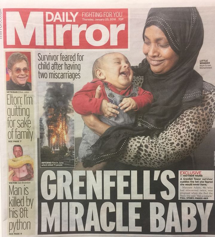 Maryam Adam has revealed how she has given birth to a 'miracle' baby boy after escaping the Grenfell Tower blaze in June last year