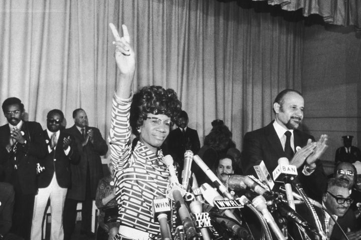 Shirley Chisholm announces her entry for Democratic nomination for the presidency on Jan. 25, 1972.