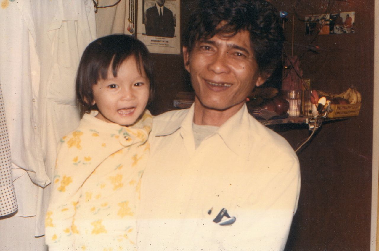 Phal Sok and his father are seen in a photo from the early 1980s.