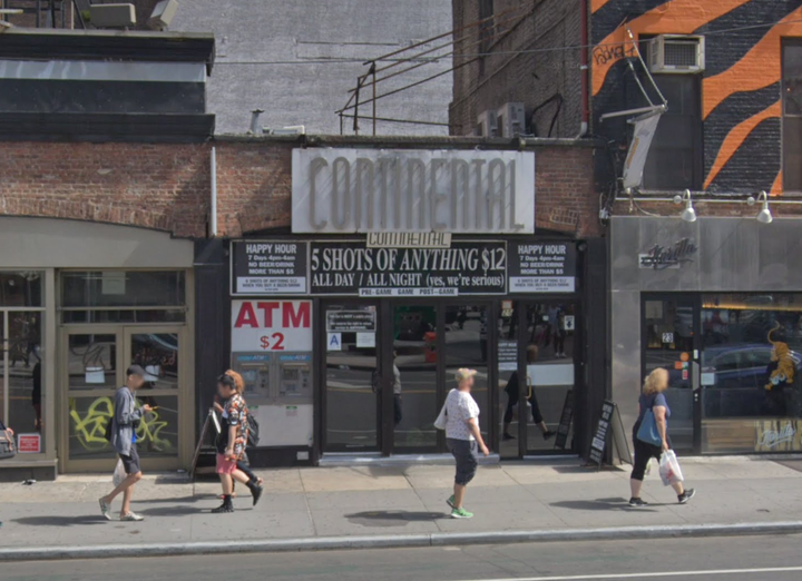 A September 2017 photo of the exterior of Continental, a Manhattan bar whose signage about the word "literally" caused a stir this week.