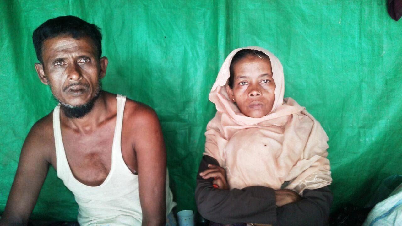 Modina Khatun and her husband in Kutupalong, Bangladesh.