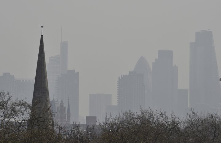 The UK’s poorest communities are being hit the hardest by air pollution; London's financial district is seen above, obscured by air pollution