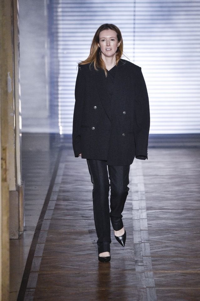 Creative Director Clare Waight Keller receives applause on Jan. 23, 2018, at the Givenchy spring/summer show during Paris Fashion Week.